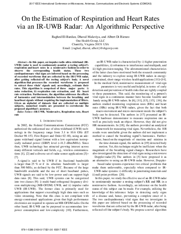 (PDF) On the estimation of respiration and heart rates via an IR-UWB ...