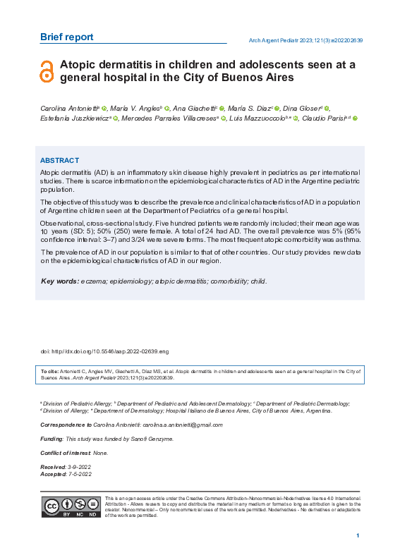 (PDF) Atopic dermatitis in children and adolescents seen at a general ...