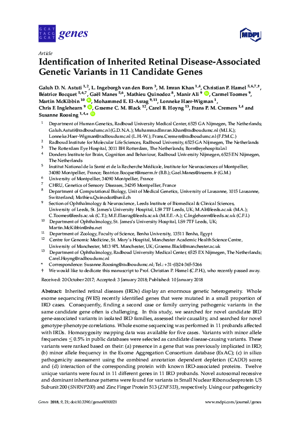(PDF) Identification of Inherited Retinal Disease-Associated Genetic ...