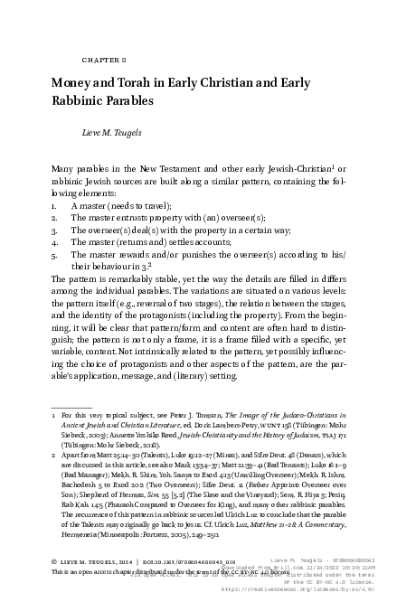 (PDF) Money and Torah in Early Christian and Early Rabbinic Parables