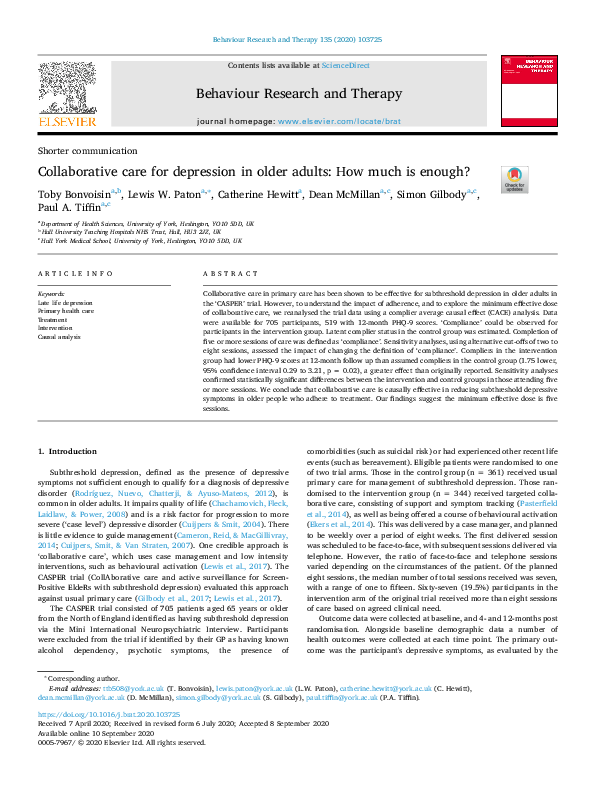 (PDF) Collaborative Care for Depression in Older Adults