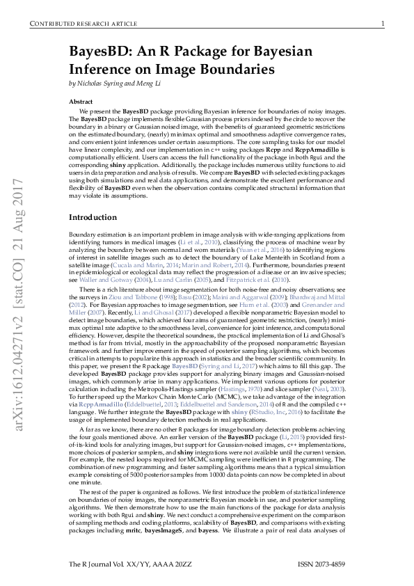 (PDF) BayesBD: An R Package for Bayesian Inference on Image Boundaries