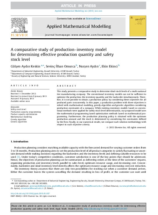 (PDF) A comparative study of production–inventory model for determining ...