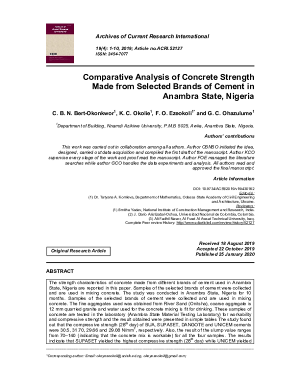 (PDF) Comparative Analysis of Concrete Strength Made from Selected ...