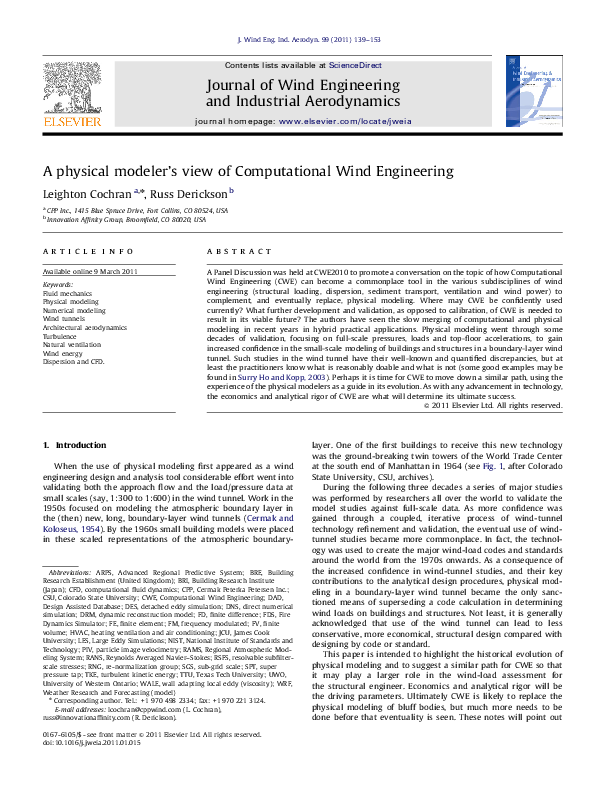 (PDF) A physical modeler's view of Computational Wind Engineering
