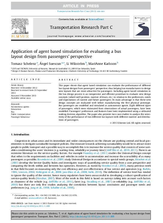 (PDF) Application of agent based simulation for evaluating a bus layout ...