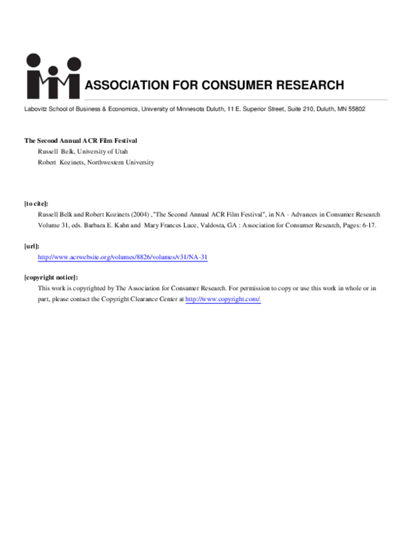 (PDF) Extended Abstracts of Films