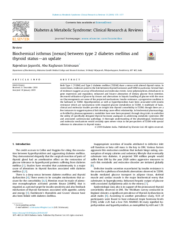 (PDF) Biochemical isthmus [nexus] between type 2 diabetes mellitus and ...