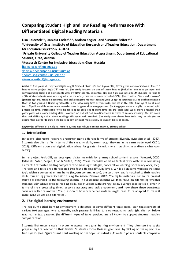 (PDF) Comparing Student high and low Reading Performance with ...