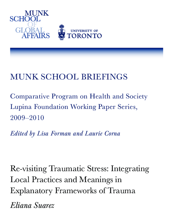 Pdf Re Visiting Traumatic Stress Integrating Local Practices And