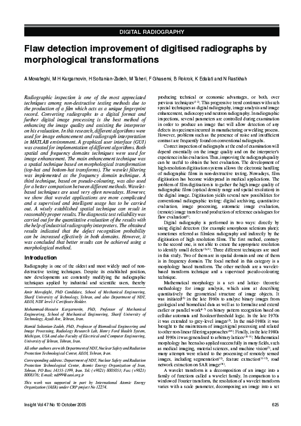 (PDF) Flaw detection improvement of digitised radiographs by ...