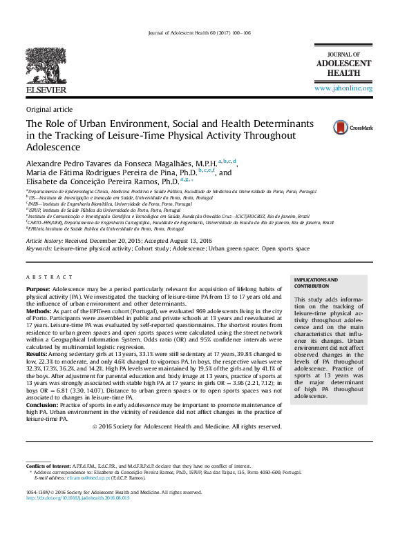 (PDF) The Role of Urban Environment, Social and Health Determinants in ...