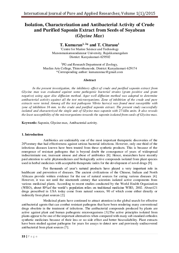 (PDF) Isolation, Characterization and Antibacterial Activity of Crude ...