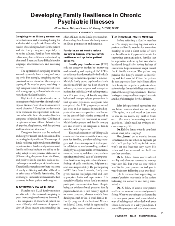 (PDF) Developing Family Resilience in Chronic Psychiatric Illnesses