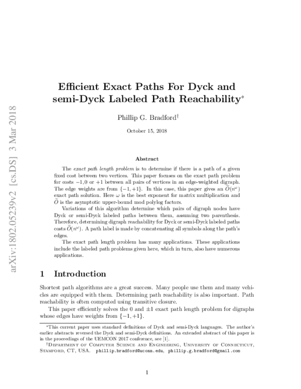 (PDF) Efficient Exact Paths For Dyck and semi-Dyck Labeled Path ...