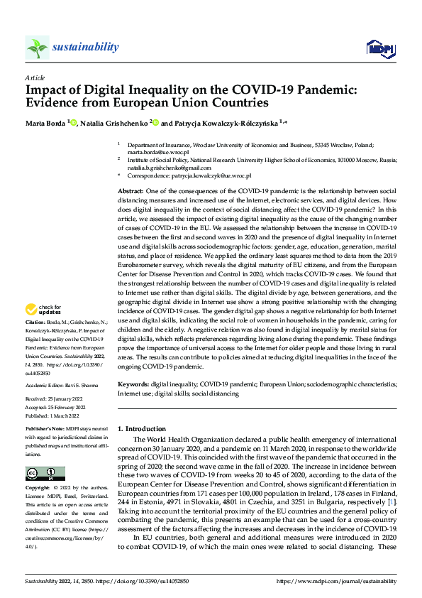 (PDF) Impact of Digital Inequality on the COVID-19 Pandemic: Evidence ...