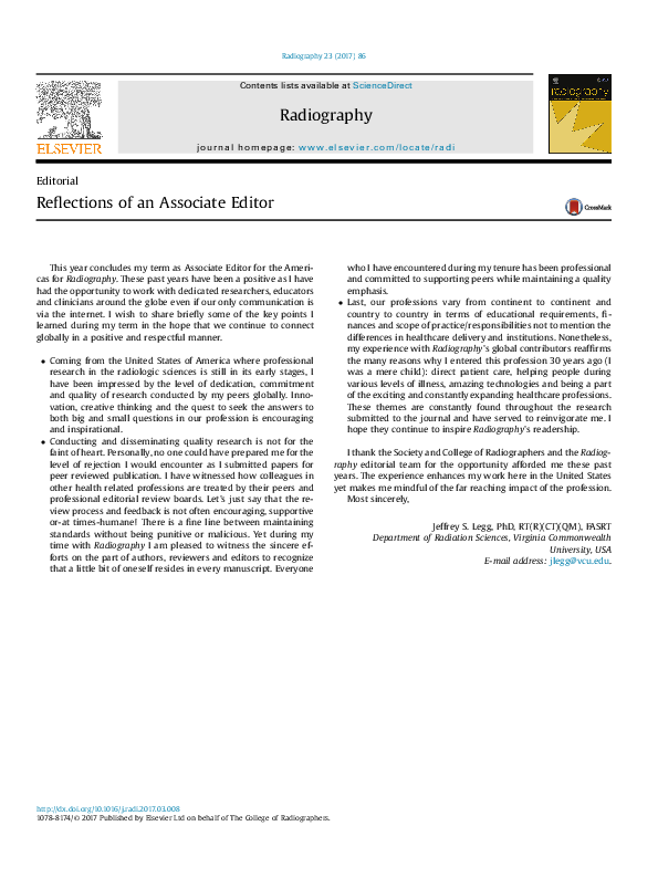 (PDF) Reflections of an Associate Editor