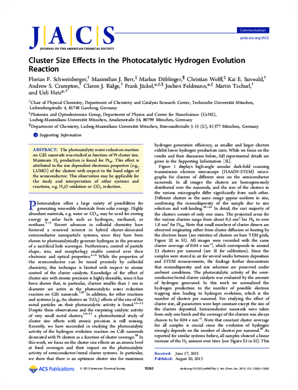 (PDF) Cluster Size Effects in the Photocatalytic Hydrogen Evolution ...