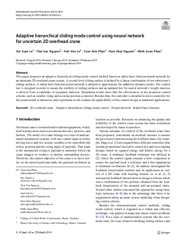 (PDF) Adaptive hierarchical sliding mode control using neural network ...