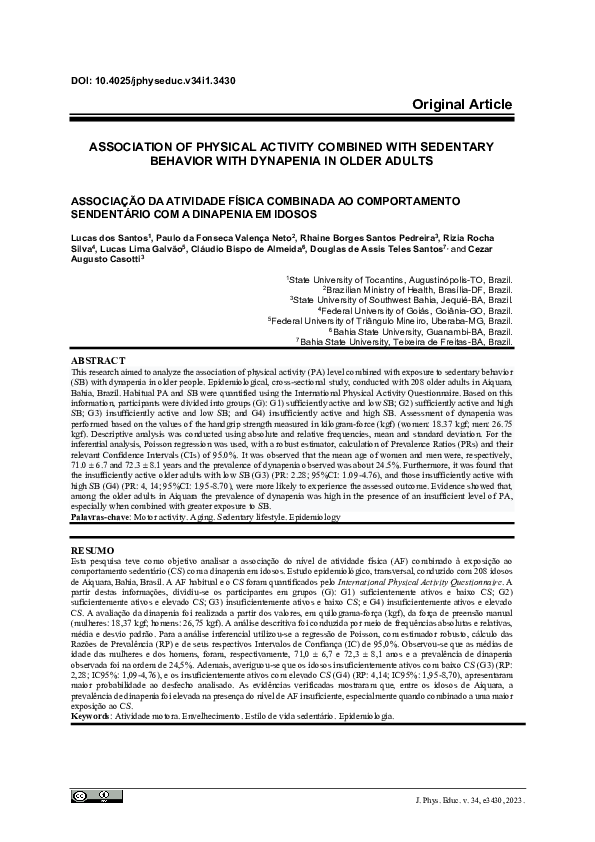 (PDF) Association of physical activity combined with sedentary behavior ...