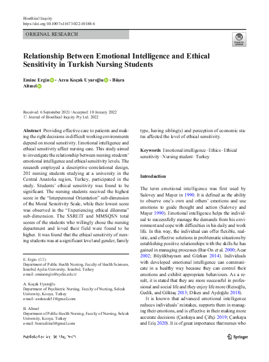 (PDF) Relationship Between Emotional Intelligence and Ethical ...