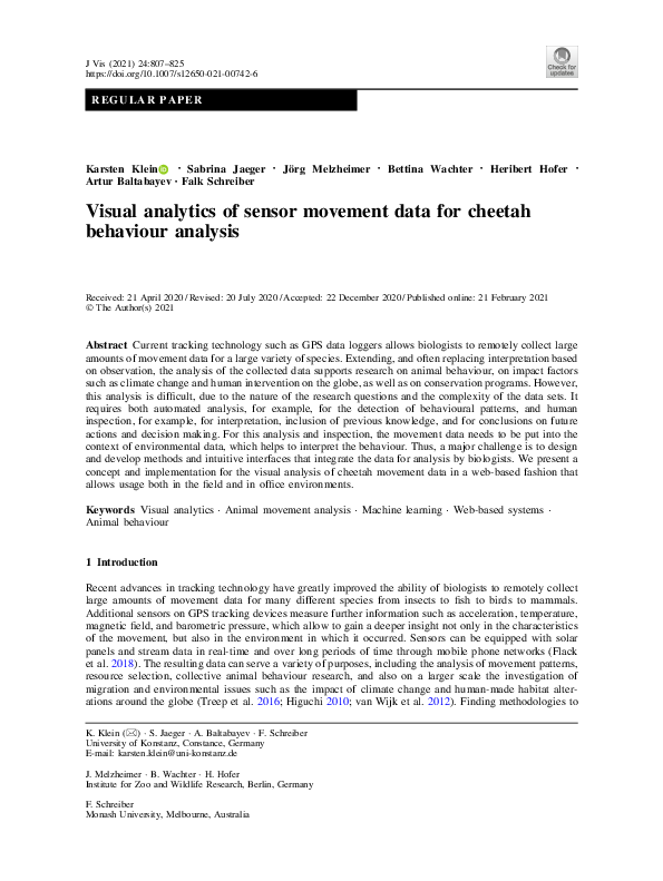 (PDF) Visual analytics of sensor movement data for cheetah behaviour ...