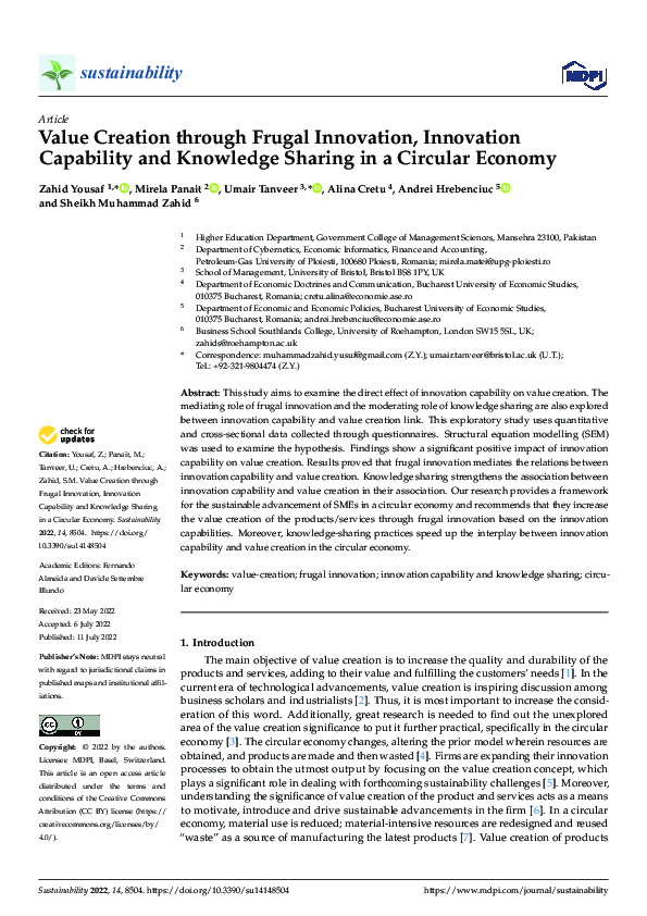 (PDF) Value Creation through Frugal Innovation, Innovation Capability ...