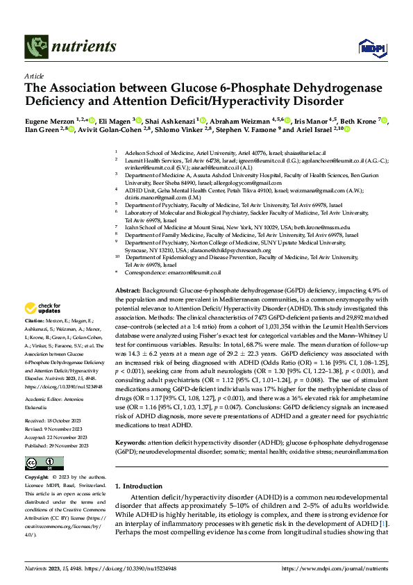 (PDF) The Association between Glucose 6-Phosphate Dehydrogenase ...