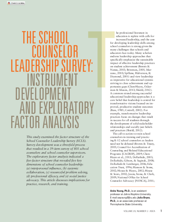 (PDF) The School Counselor Leadership Survey: Instrument Development ...