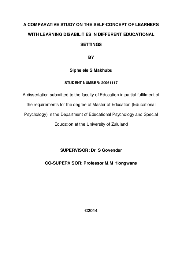 (PDF) A Comparative study on the self-concept of learners with learning ...