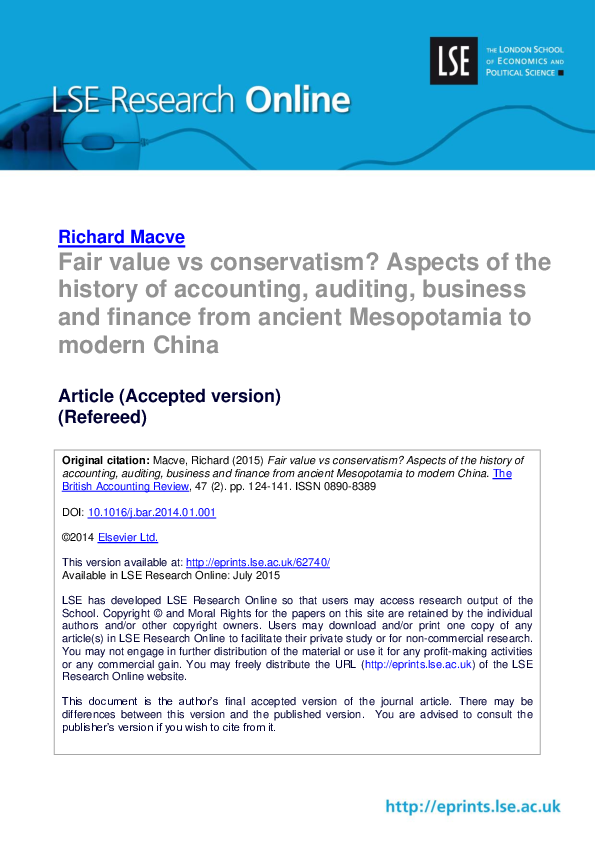 (PDF) Fair Value vs Conservatism? Aspects of the History of Accounting ...