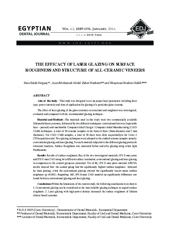 (PDF) The Efficacy of Laser Glazing on Surface Roughness and Structure ...