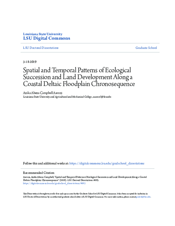 (PDF) Spatial and Temporal Patterns of Ecological Succession and Land ...