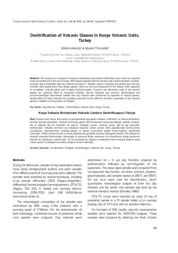 (PDF) Devitrification of Volcanic Glasses in Konya Volcanic Units, Turkey
