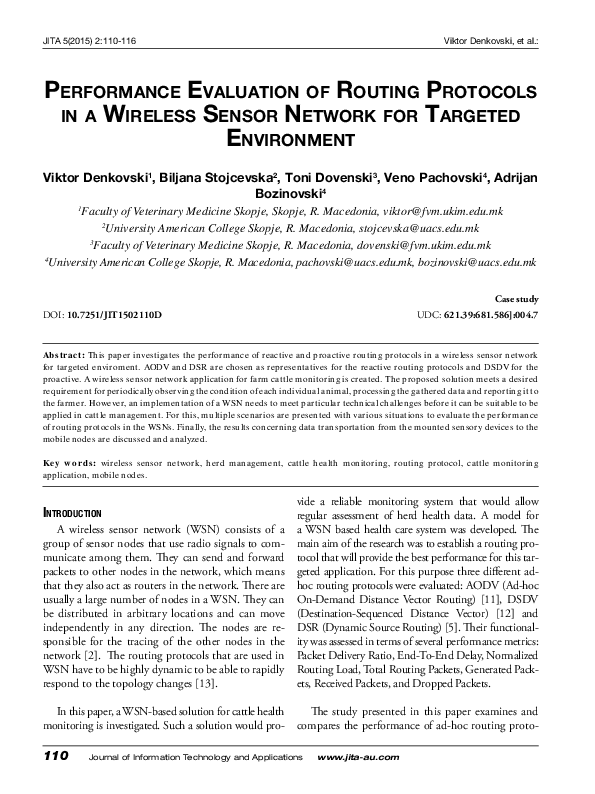 (PDF) Performance Evaluation of Routing Protocols in a Wireless Sensor ...