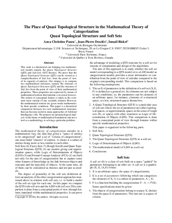 (PDF) The Place of Quasi Topological Structure in the Mathematical ...