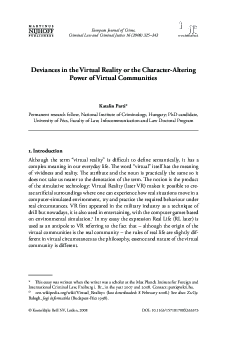 (PDF) Deviances in the Virtual Reality or the Character-Altering Power ...