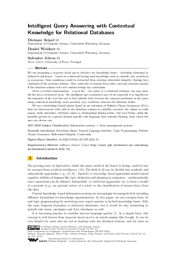 (PDF) Intelligent Query Answering with Contextual Knowledge for ...