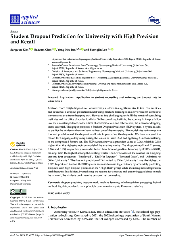 (PDF) Student Dropout Prediction for University with High Precision and ...