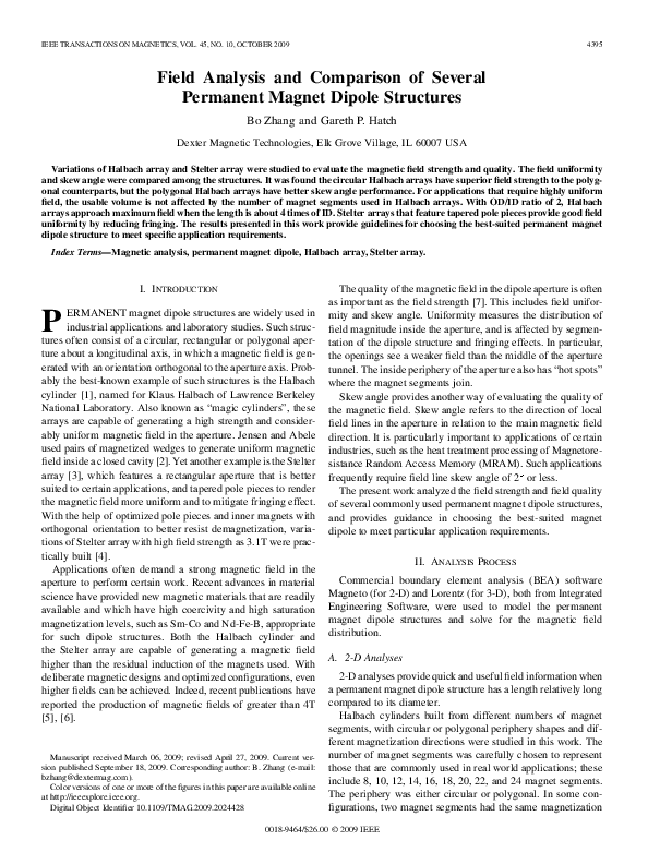 (PDF) Field Analysis and Comparison of Several Permanent Magnet Dipole ...