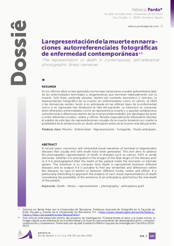 (PDF) La representación de la muerte en narraciones autorreferenciales ...