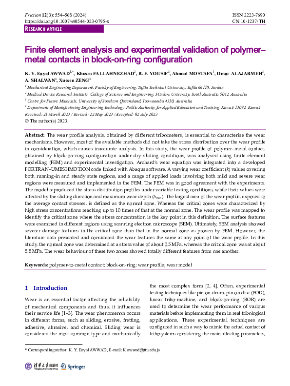 (PDF) Finite element analysis and experimental validation of ...