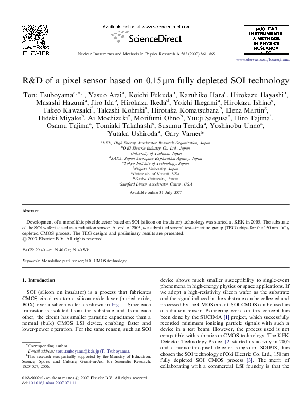 (PDF) R&D of a pixel sensor based on fully depleted SOI technology