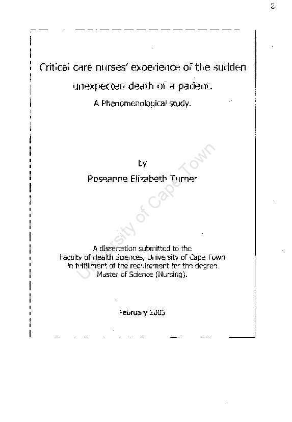 (PDF) Critical care nurses' experience of the sudden unexpected death ...