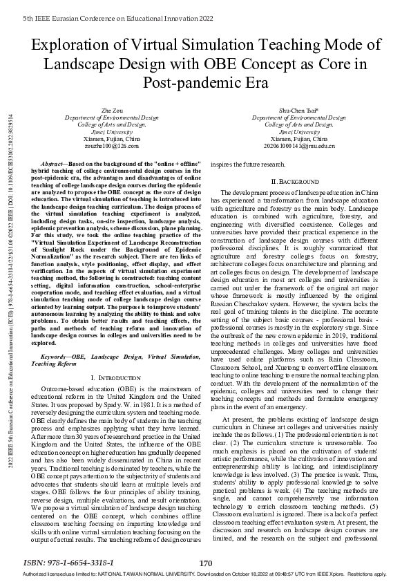 (PDF) Exploration of Virtual Simulation Teaching Mode of Landscape ...
