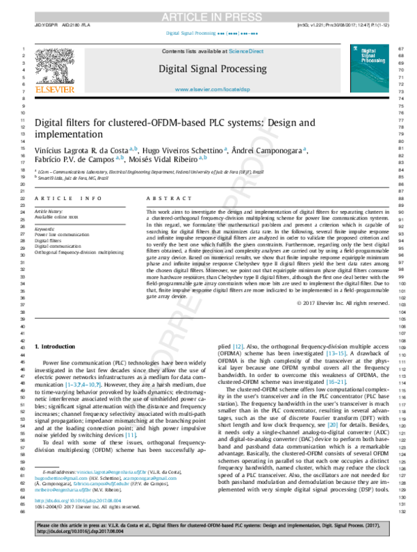 (PDF) Digital filters for clustered-OFDM-based PLC systems: Design and ...