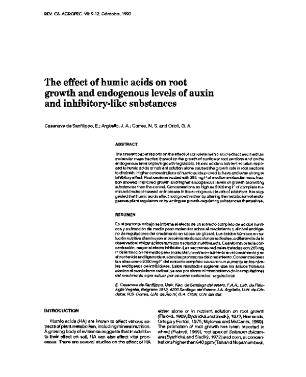 (PDF) The effect of humic acids on root growth and endogenous levels of ...