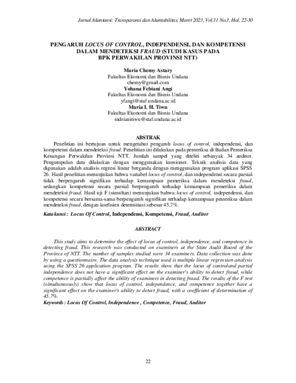 (PDF) Pengaruh Locus of Control, Independensi, Dan Kompetensi Dalam ...