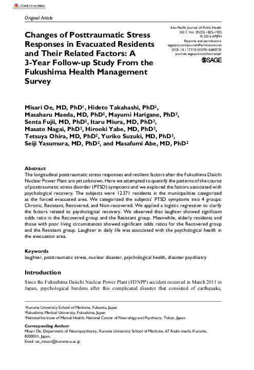 (PDF) Changes of Posttraumatic Stress Responses in Evacuated Residents ...