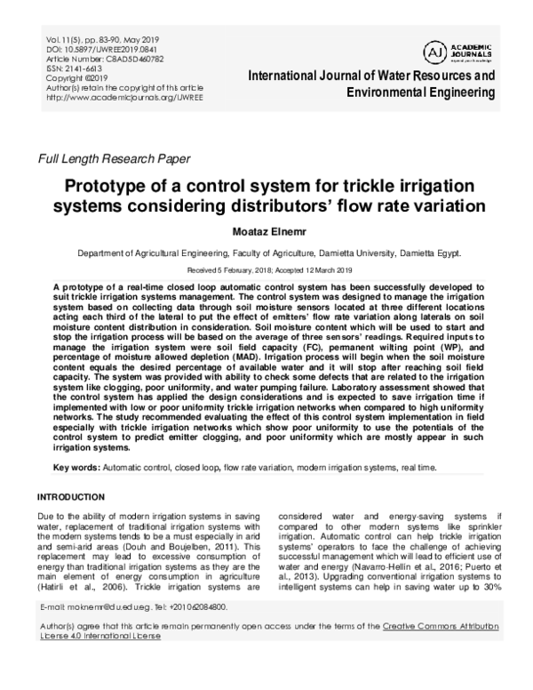 (PDF) Relative Water Uptake Rate as a Criterion for Trickle Irrigation ...